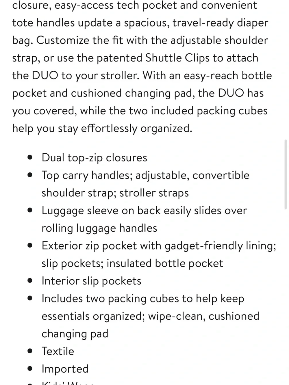 Skip Hop Duo Weekend Diaper Bag - Like new
